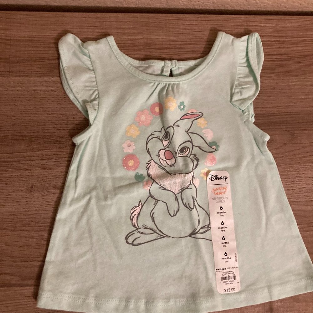 Disney Jumping Beans Light Green Bambi Thumper Graphic T Shirt 6 Months NWT
